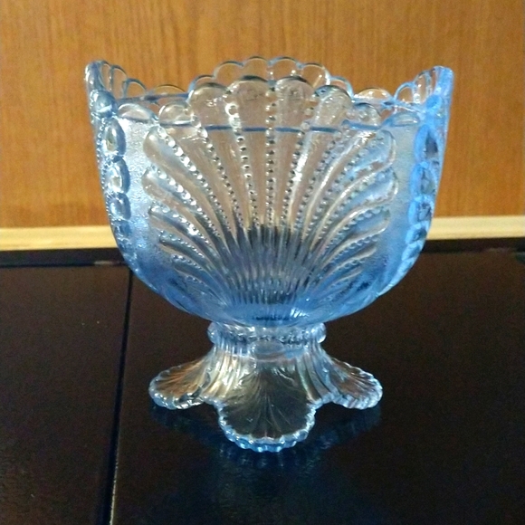 Other - Mosser Art Glass Blue Opalescent Sea shell Sugar Bowl